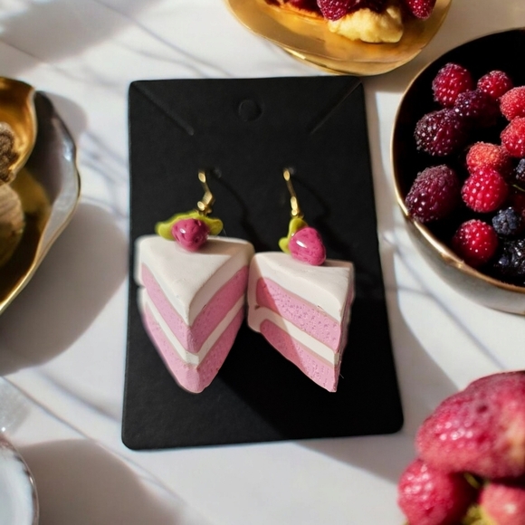 Wee Black Sheep Jewelry - Earrings, A Piece of Cake, hypoallergenic Gold plated hooks. Handmade